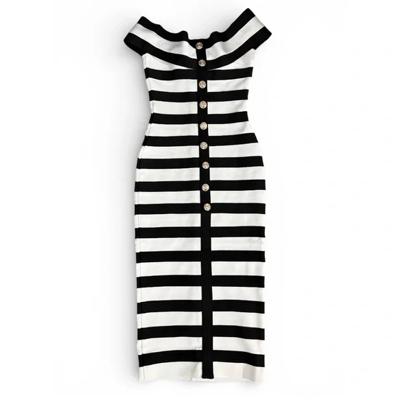 Zaria Striped Bandage Midi Dress - XS - Picture 6 of 8